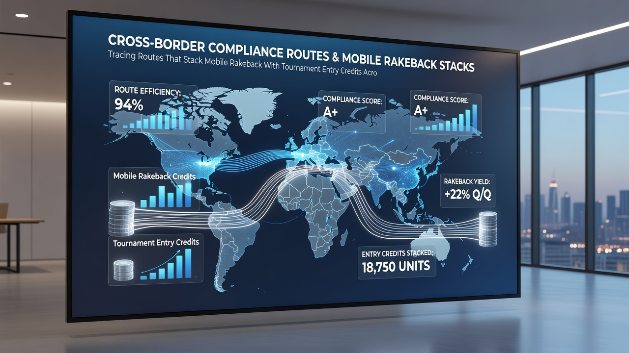 Illustration der technischen Integration von Rakeback und Turnier-Credits über europäische Lizenznetzwerke hinweg